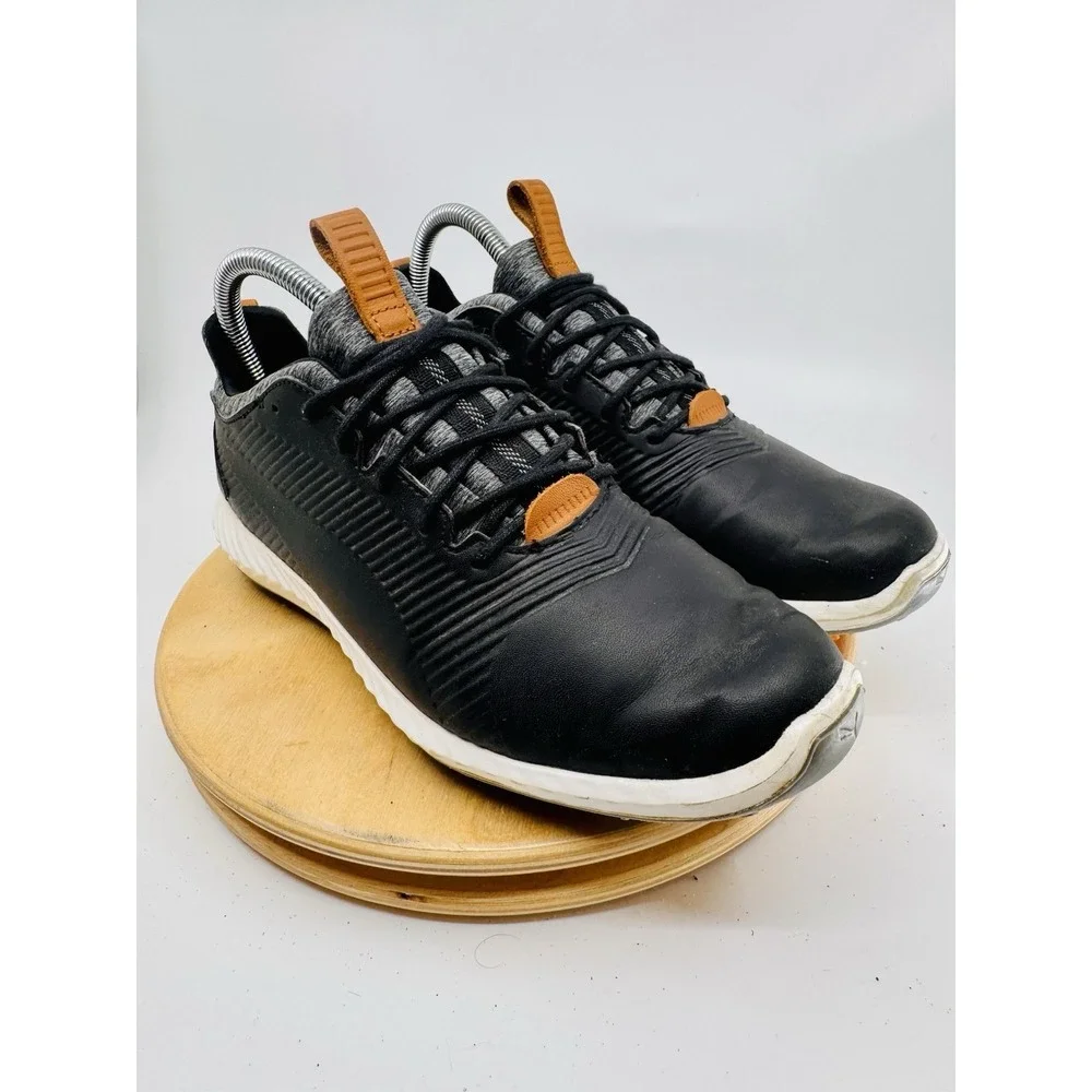 Puma Ignite Pwradapt Golf Shoes Mens 7‎ C Black Leather Spikes